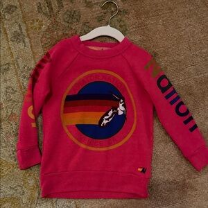 Aviator Nation Kids Sweatshirt in Pink with Rainbow Graphic